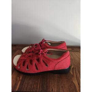 Red Suede Propet Ghillie Walker Lace Up Design Open Toe Sandals Sz 9 New